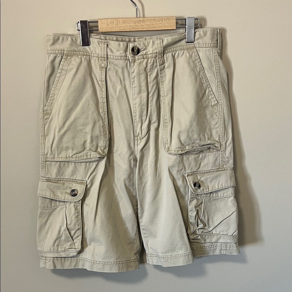 Men's Tan/Cream Cargo Shorts 4 Front Pockets Hiking Camping Casual Size 34